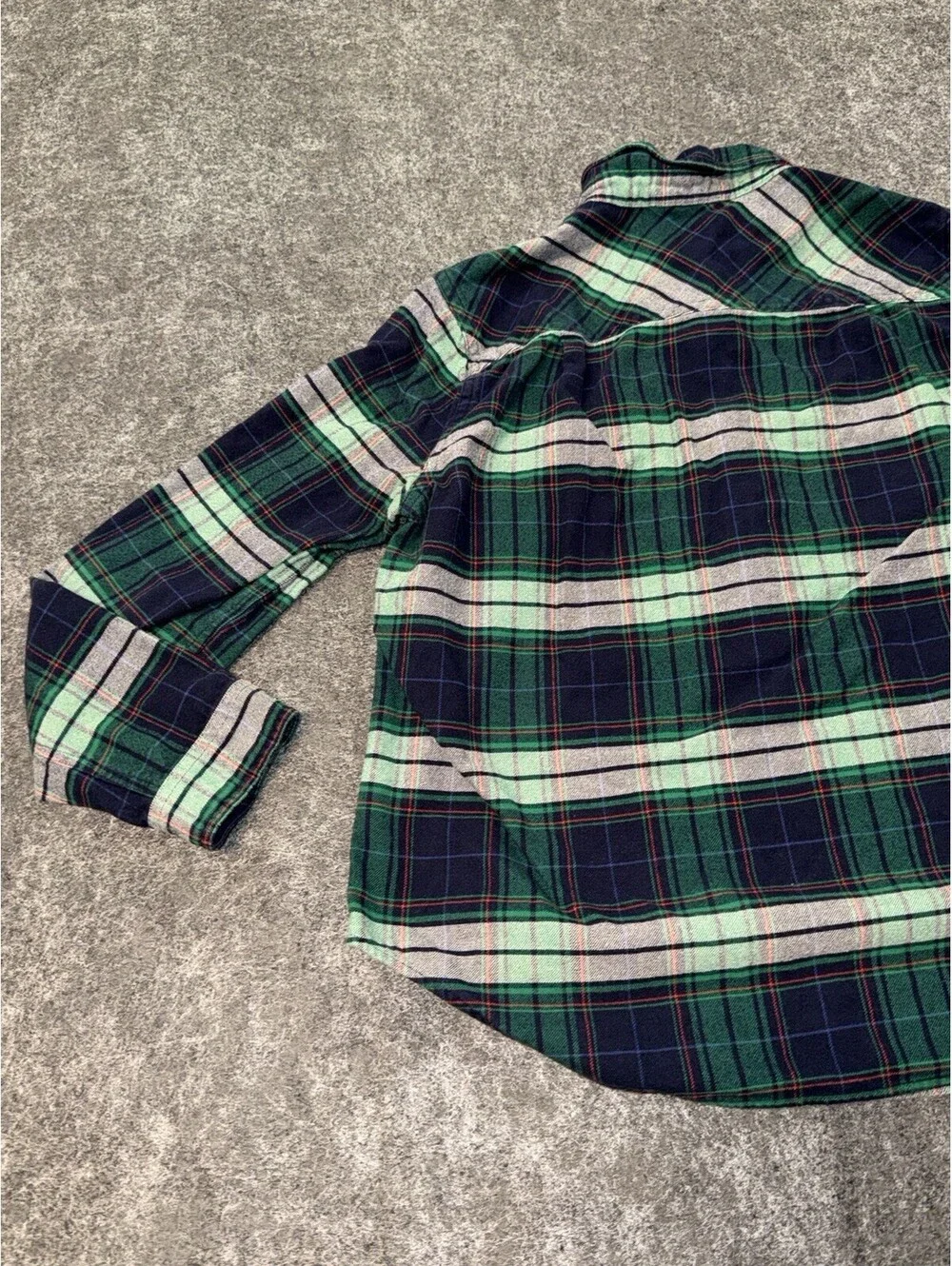 J.Crew Plaid Flannel Quarter Zip Shirt Men’s Medium Green Navy 100% Cotton